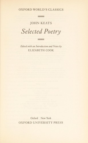 John Keats: Selected Poetry (Oxford World's Classics) (1996, Oxford University Press, USA)