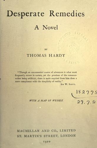 Thomas Hardy: Desperate remedies (1920, Macmillan)