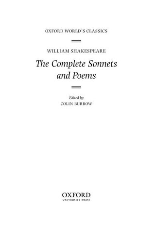 William Shakespeare: The Complete Sonnets and Poems (EBook, 2002, Oxford University Press, Incorporated)