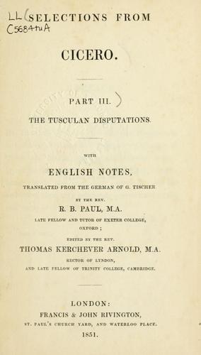 Cicero: Tusculan disputations (Latin language, 1851, Rivington)