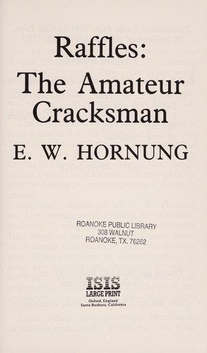 E. W. Hornung: Raffles,the amateur cracksman (1991, Clio)