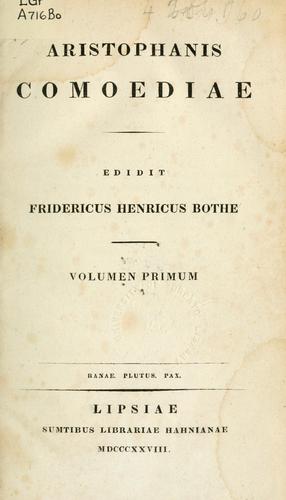 Aristophanes: Comoediae (Ancient Greek language, 1828, Hahn)