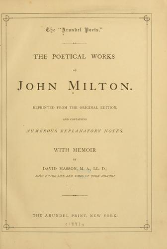 John Milton: The poetical works of John Milton (1881, Arundel Print)