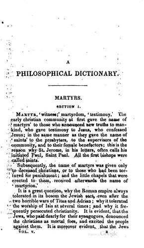 Voltaire: A philosophical dictionary (1824, J. and H. L. Hunt)