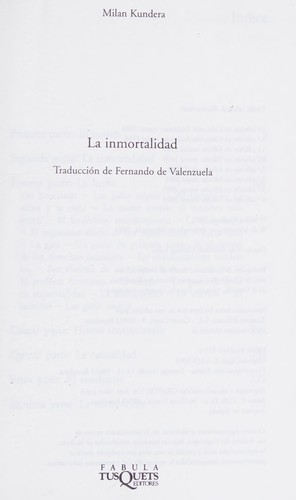 Milan Kundera: La Inmortalidad (Fabula) (Fabula) (Fabula) (Paperback, Spanish language, 1997, TusQuets)