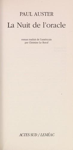 Paul Auster: La nuit de l'oracle (French language, 2004)