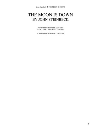 John Steinbeck: The moon is down (1970, Viking Press)