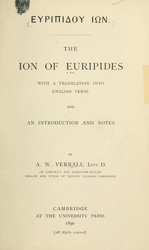 Euripides: Euripidou Ion. (Greek language, 1890, University Press)