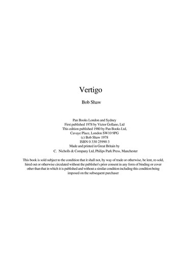 Bob Shaw: Vertigo (1978, Gollancz, Orion Publishing Group, Limited)