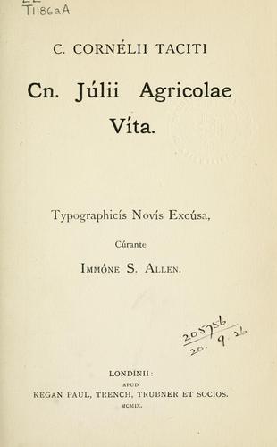 P. Cornelius Tacitus: Cn. Júlii Agricolae vita (Latin language, 1909, Paul)