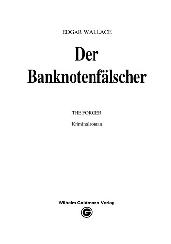 Edgar Wallace: Der Banknotenfälscher (German language, 1965, W. Goldmann)