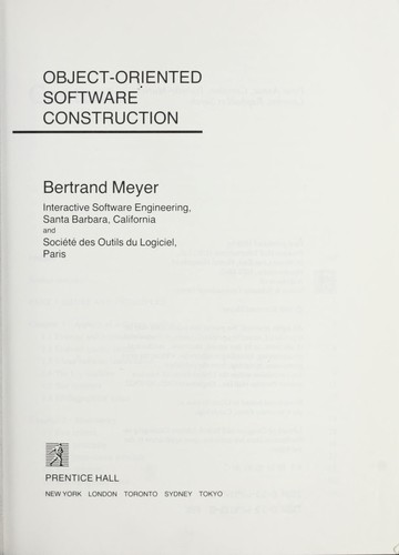 Bertrand Meyer: Object-oriented software construction (1988, Prentice-Hall)