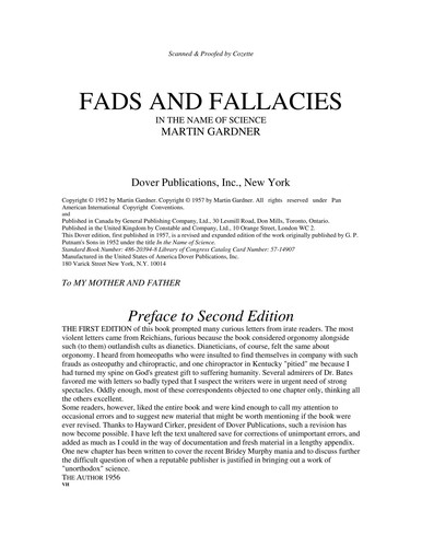 Martin Gardner: Fads and fallacies in the name of science (Paperback, 1957, Dover Publications)