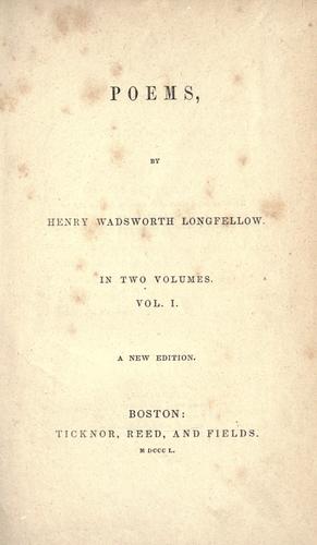 Henry Wadsworth Longfellow: Poems (1850, Ticknor and Fields)