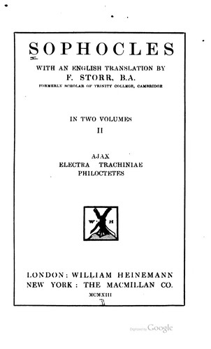 Sophocles: Sophocles (Multiple languages language, 1912, Harvard University Press, Heinemann)