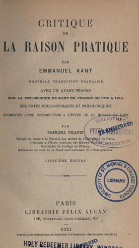 Immanuel Kant: Critique de la raison pratique (French language, 1921, Alcan)