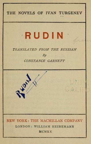 Ivan Sergeevich Turgenev: Rudin (1920, Macmillan)