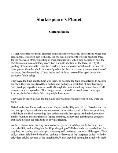 Clifford D. Simak: Shakespeare's Planet (Paperback, 1988, Ballantine Books (Mm))