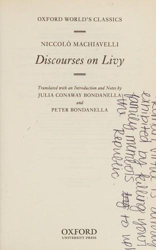 Niccolò Machiavelli: Discourses on Livy (2008, Oxford University Press)