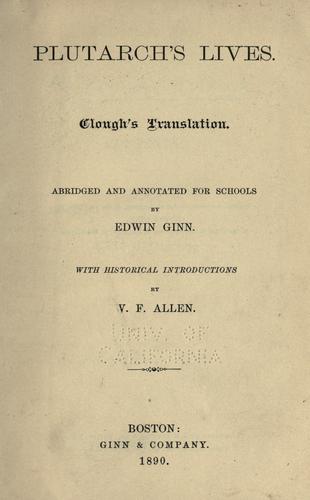 Plutarch: Plutarch's Lives (1892, Ginn & Company)