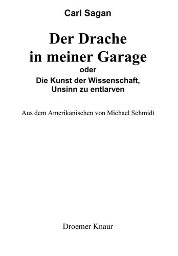 Carl Sagan: Der Drache in meiner Garage (German language, 1997, Droemer Knaur)
