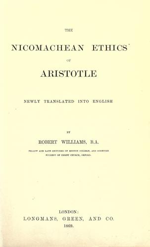 Aristotle: The Nicomachean ethics of Aristotle (1869, Longmans, Green)