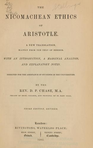 Aristotle: The Nicomachean ethics of Aristotle. (1865, Rivingtons)