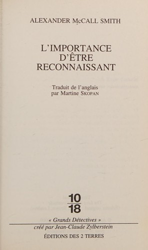 Alexander McCall Smith: L'importance d'être reconnaissant (French language, 2011, 10-18)