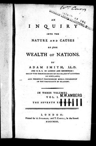 Adam Smith: An inquiry into the nature and causes of the wealth of nations (1793)