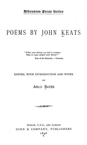 John Keats: Poems (1896, Ginn)