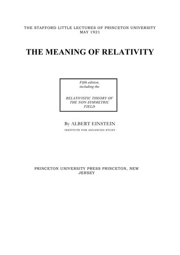 Albert Einstein: The meaning of relativity (2005, Princeton University Press)