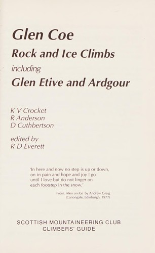 Ken Crocket: Glencoe Rock and Ice Climbs (Paperback, 1992, Scottish Mountaineering Trust)