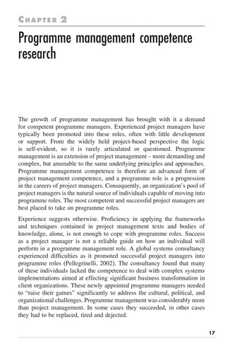 Sergio Pellegrinelli: Thinking and acting as a great programme manager (2008, Palgrave Macmillan)