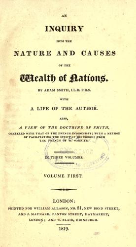 Adam Smith: An inquiry into the nature and causes of the wealth of nations. (1819, W. Allason)