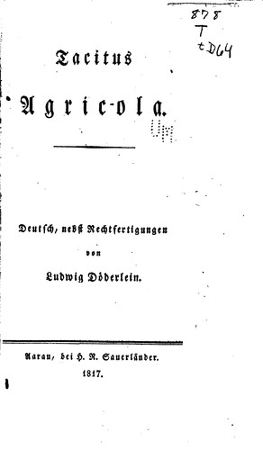 P. Cornelius Tacitus, Ludwig von Döderlein: Agricola (1817, bei H. R. Sauerländer)