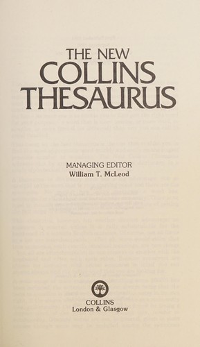 William T. McLeod: The New Collins thesaurus (1984, Collins)