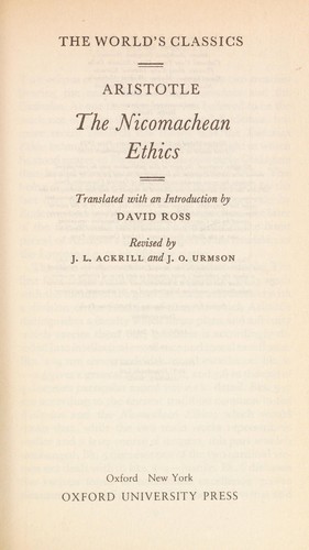 Aristotle: The Nicomachean ethics (1986, Oxford University Press)