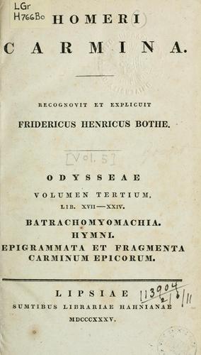 Όμηρος: Carmina (Ancient Greek language, 1832, Hahn)