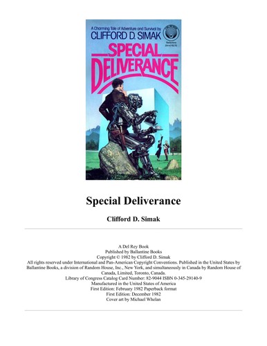 Clifford D. Simak: Special deliverance (1984, Methuen)