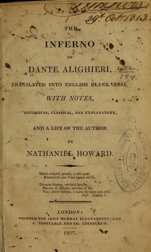 Dante Alighieri: The Inferno of Dante Alighieri (1807, J. Murray; [etc., etc.])