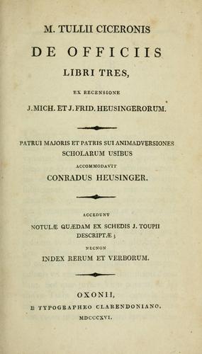 Cicero: De officiis libri tres (Latin language, 1816, E. Typographeo Clarendoniano)