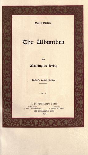 Washington Irving: The Alhambra (1891, Putnam)