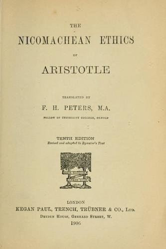Aristotle: The Nicomachean ethics of Aristotle (1906, K. Paul, Trench, Trübner)