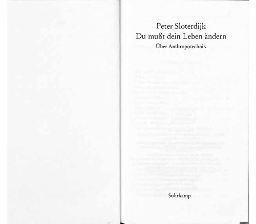 Peter Sloterdijk: Du musst dein Leben ändern (German language, 2009, Suhrkamp)
