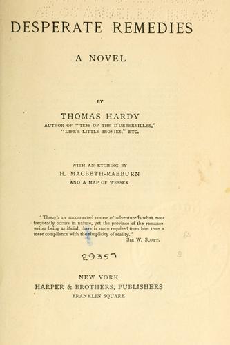 Thomas Hardy: Desperate remedies (1896, Harper)