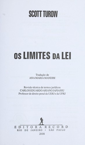 Scott Turow: Os limites da lei (Portuguese language, 2008, Record)