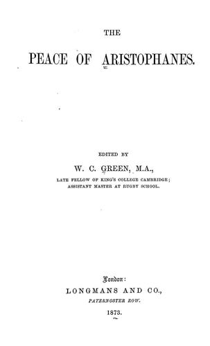 Aristophanes: The Peace of Aristophanes (1873, Longmans)