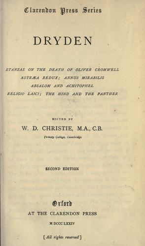 John Dryden: Dryden. (1874, Clarendon Press)