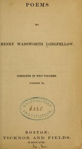 Henry Wadsworth Longfellow: Poems (1857, Ticknor and Fields)