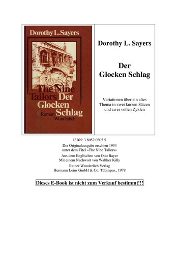 Dorothy L. Sayers: Der Glocken Schlag = (German language, 1978, Rainer Wunderlich Verlag Hermann Leins)